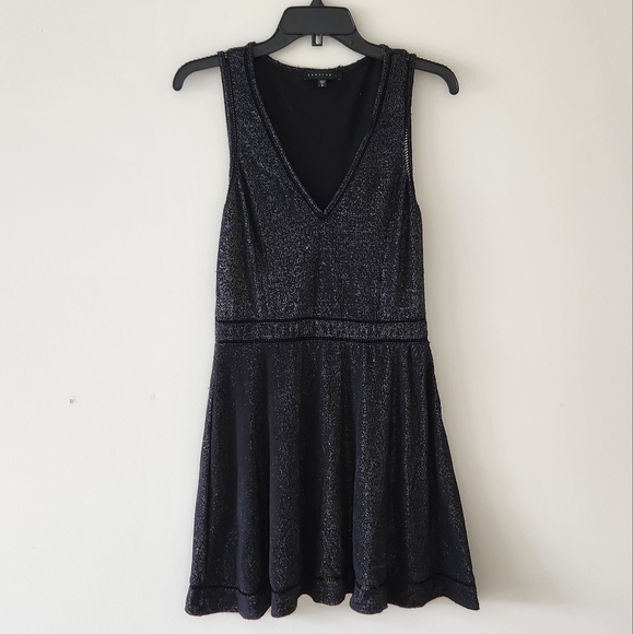 Sanctuary Dress Metallic Sparkle A-Line Sweater Dress Black Silver Medium - Picture 3 of 7